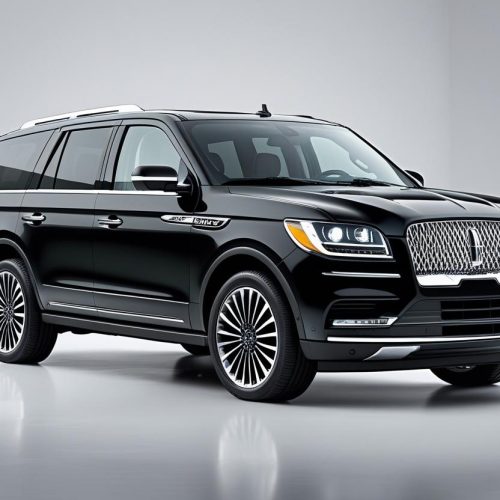 black luxury suv(linclon navigator) with white back ground wide view have big padding